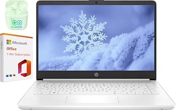 14" LED Business Laptop Computer, 16GB RAM 320GB Storage (64GB eMMC+256GB SD Card), Intel Quad-Core N4120, Windows 11 S Laptop with 1-Year Microsoft Office 365, PLUSERA Earphones, White
