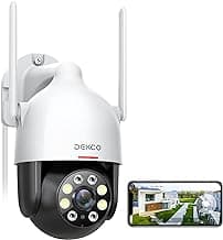 DEKCO 2K WiFi Surveillance Security Camera Outdoor/Home/Dome, Pan-Tilt 360° View, 3MP, Motion Detection and Siren, 2-Way Audio,Full Color Night Vision, Waterproof