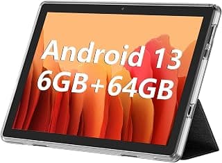 Android Tablet, 10.1 inch Android 13 Tablets 6GB RAM 64GB ROM 1TB Expand, 1280x800 IPS HD Touchscreen,6000mAh Battery, Bluetooth, Dual Camera, GMS, WiFi (Black)