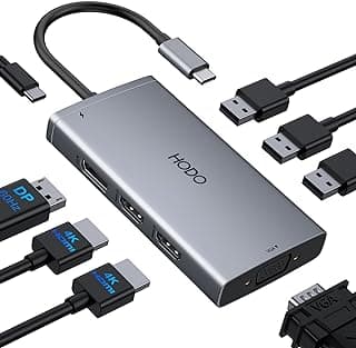 USB C Docking Station Dual Monitor Adapter for Dell HP, Laptop Docking Station 3 Monitors Quad Display USB C Hub Dongle to 4K HDMI+DP+VGA,3 USB2.0,100W PD,8 in 1 Thunderbolt Dock for Lenovo,Surface