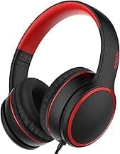 RORSOU R10 Over-Ear Headphones with Microphone, Lightweight Folding Stereo Bass Headphones with 1.5M No-Tangle Cord, Portable Wired Headphones for Smartphone Tablet Computer MP3 / 4 (Black)