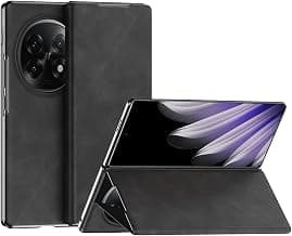 Compatible with Oppo Find N5 2025 Case,Leather Folio Flip Magnetic Slim Phone Cover Case Drop Protection Shockproof Protective Cover with Kickstand (Black)