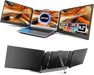 Laptop Screen Extender, 14.2" Portable Triple Monitor for Laptop with Full HD IPS Display, Laptop Extended Monitor Compatible with Mac, Windows, Chrome, Fits 13-17 Inch Laptops