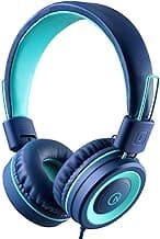 Kids Headphones - noot products K11 Foldable Stereo Tangle-Free 3.5mm Jack Wired Cord On-Ear Headset for Children/Teens/Boys/Girls/Smartphones/School/Kindle/Airplane Travel/Plane/Tablet (Navy/Teal)