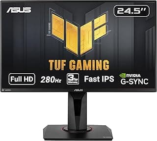 ASUS TUF Gaming VG259QM 24.5” Monitor, 1080P Full HD (1920 x 1080), Fast IPS, 280Hz, G-SYNC Compatible, Extreme Low Motion Blur Sync,1ms, DisplayHDR 400, Eye Care, DisplayPort HDMI BLACK