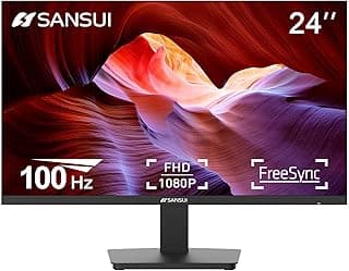 SANSUI Monitor 24 Inch 100Hz PC Monitor, HDMI VGA Ports VESA Mount, FHD Computer Monitor Ultra-Slim Ergonomic Tilt Eye Care for Home Office (ES-24F2, HDMI Cable Included)