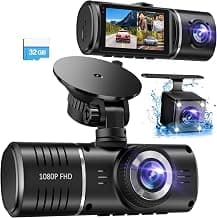 Dash Cam Front and Rear Inside, 3 Channel Dash Camera for Cars, 1080P Triple Dash Cam, Dash Camera with 32GB Card, Loop Recording, HDR, G-Sensor, 24Hr Parking