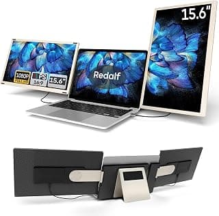 Redalf 15.6" Laptop Screen Extender, 1080P FHD Triple Portable Laptop Monitor Extender,Detachable Screen Travel Monitor for 13"-17.3" Laptops (Mac/Wins/Chrome/Dex)