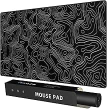 Extra Large Gaming Mouse Pad with Black Topographic, XXL Mousepad, Big Mouse Mat Desk Pad, Non Slip Keyboard Pad for Gaming Computer Laptop PC Office Desk Accessories