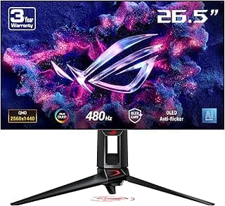 ASUS ROG Swift OLED 27” 1440P Gaming Monitor (PG27AQDP) - WOLED, QHD, 480Hz, 0.03ms, G-SYNC Compatible, Custom Heatsink, AI Assistant, DisplayHDR400 True Black, 99% DCI-P3, True 10-bit, DisplayWidget