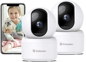 GALAYOU Indoor Security Camera 2K, 360 Degree 2.4G WiFi Home Security for Baby/Pet/Elder/Nanny with Night Vision, 24/7 SD Card Storage, Works with Alexa and Google Assistant G2-2Pack
