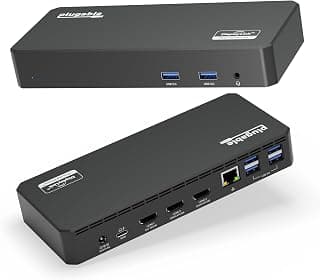 Plugable USB C Triple Display Docking Station with Laptop Charging, for Thunderbolt, USB4, or USB-C Systems, Compatible with Windows, macOS, ChromeOS laptops (3X HDMI, 6X USB 5Gbps Ports, 100W PD)