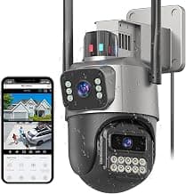 6MP Security Camera Outdoor, Dual Lens Outside Cameras for Home Security with Cord, IP66 Waterproof, AI Tracking, Light Alarm, Color Night, 2-Way Talk, 24/7 Record,SD/Cloud