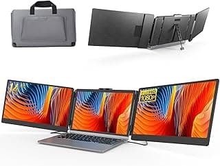 Laptop Screen Extender 14" 1080P FHD IPS, Portable Monitor for Laptop 13-17", Triple Monitor Extended for laptops with Dual Speakers, Plug-Play with Type-C/HDMI/USB-A for Wins/Mac/Chrome
