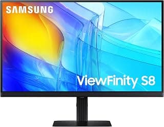 SAMSUNG 27" ViewFinity S8 (S80D) Series 4K UHD High Resolution Computer Monitor, HDR10, Multiple Ports w/ HDMI, DisplayPort, USB-A, Height Adjustable Stand, LS27D806EANXGO, 2024, 3Yr Warranty
