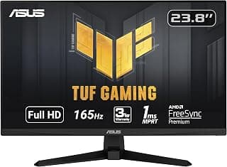 ASUS TUF Gaming 23.8” 1080P Monitor (VG247Q1A) - Full HD, 165Hz (Supports 144Hz), 1ms, Extreme Low Motion Blur, Adaptive-sync, FreeSync Premium, Shadow Boost, Speakers, Eye Care, HDMI, DisplayPort