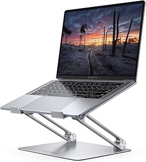 Lamicall Adjustable Laptop Stand, Portable Laptop Riser, Aluminum Laptop Stand for Desk Foldable, Ergonomic Computer Notebook Stand Holder for MacBook Air Pro, Dell XPS, HP (10-17.3'') - Silver