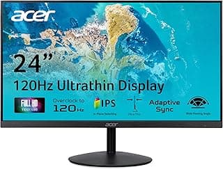 Acer SB240Y G0bi 23.8" IPS Full HD Ultra-Slim Edge-to-Edge Gaming Office Monitor | Adaptive-Sync Support (FreeSync Compatible) | Up to 120Hz Refresh | 1ms (VRB) | Tilt | HDMI & VGA Ports | Black
