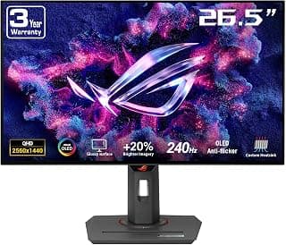 ASUS ROG Strix 27” 1440P OLED Gaming Monitor (XG27AQDMG) - QHD, Glossy OLED, 240Hz, 0.03ms, Custom Heatsink, Anti-Flicker,Uniform Brightness, G-SYNC Compatible, 99% DCI-P3, DisplayWidget,